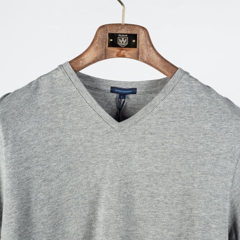 Grey PYA Iconic V-neck T-Shirt - Cotton, Pima Cotton, Peruvian Pima, Slim Fit, Knit, Made In Peru - View 6