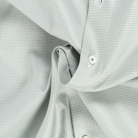 Light Green Micro Houndstooth Dress Shirt w/ Contrast - Mr.Derk