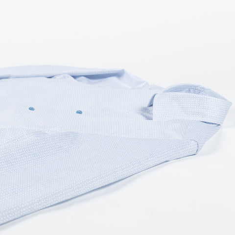 Light Blue Patterned Twill Dress Shirt - Mr.Derk
