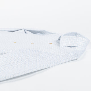 Light Blue Geometric Patterned Twill Dress Shirt - Mr.Derk
