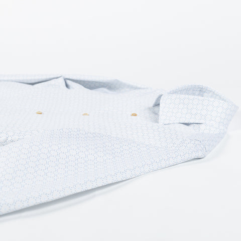 Light Blue Geometric Patterned Twill Dress Shirt - Mr.Derk