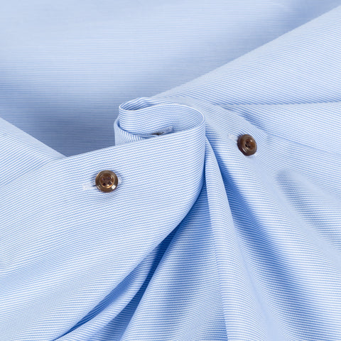Blue & White Micro Stripped Twill Dress Shirt - Mr.Derk