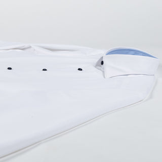 White Active Stretch Dress Shirt with Contrast - Mr.Derk