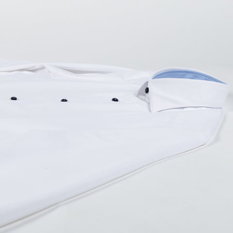 White Active Stretch Dress Shirt with Contrast - Mr.Derk