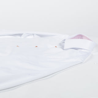 White Twill Dress Shirt with Pink Contrast - Mr.Derk