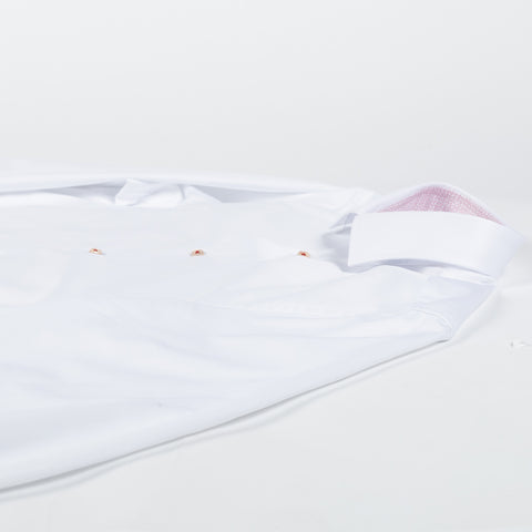 White Twill Dress Shirt with Pink Contrast - Mr.Derk