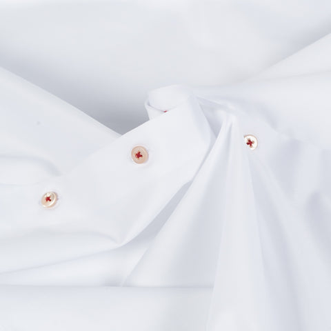 White Twill Dress Shirt with Pink Contrast - Mr.Derk