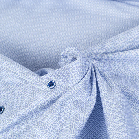 Blue Pattered Twill Dress Shirt - Mr.Derk