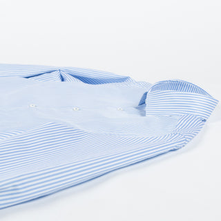 Blue & White Stripped Twill Dress Shirt - Mr.Derk