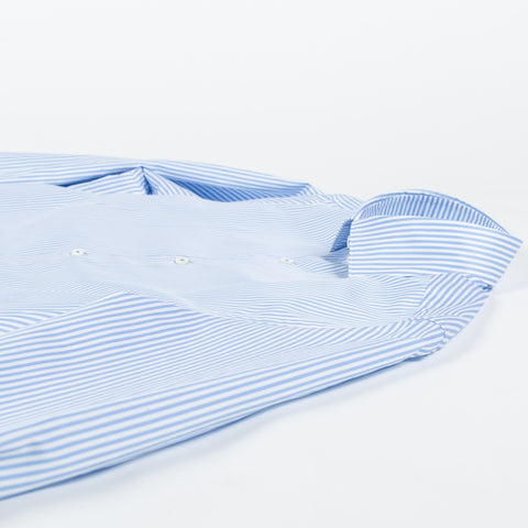 Blue & White Stripped Twill Dress Shirt - Mr.Derk