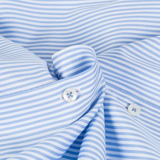 Blue & White Stripped Twill Dress Shirt - Mr.Derk