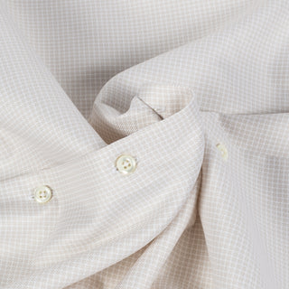 Light beige Checked Twill Dress Shirt - Mr.Derk