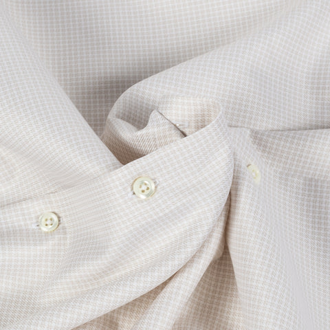 Light beige Checked Twill Dress Shirt - Mr.Derk