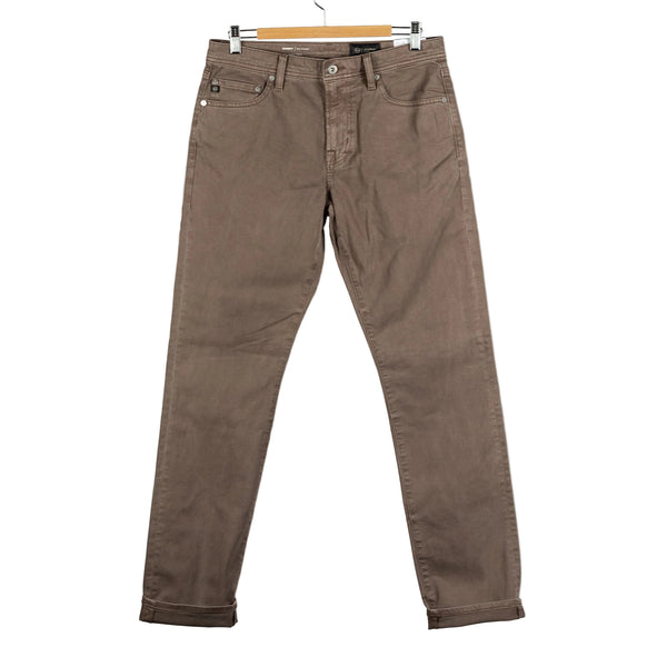 Everett Sulfur Taupe Grey Sueded Sateen Denim