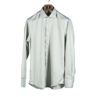 Light Green Micro Houndstooth Dress Shirt w/ Contrast - Mr.Derk