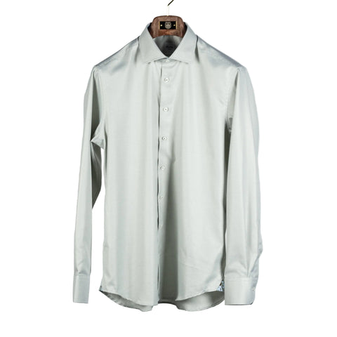 Light Green Micro Houndstooth Dress Shirt w/ Contrast - Mr.Derk