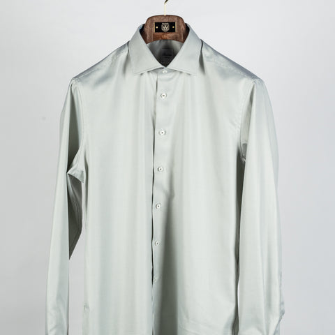 Light Green Micro Houndstooth Dress Shirt w/ Contrast - Mr.Derk