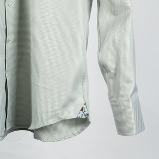 Light Green Micro Houndstooth Dress Shirt w/ Contrast - Mr.Derk