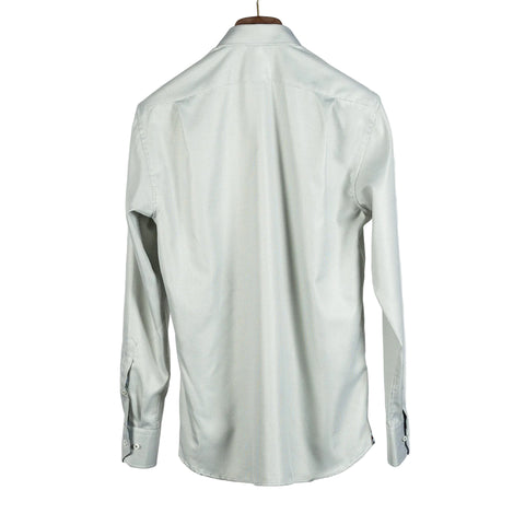 Light Green Micro Houndstooth Dress Shirt w/ Contrast - Mr.Derk
