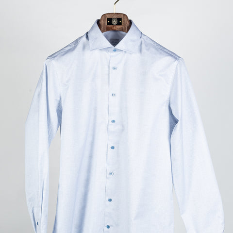 Light Blue Patterned Twill Dress Shirt - Mr.Derk