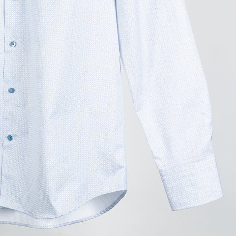 Light Blue Patterned Twill Dress Shirt - Mr.Derk