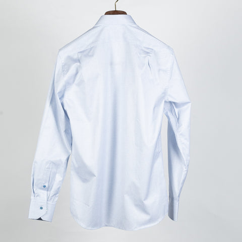 Light Blue Patterned Twill Dress Shirt - Mr.Derk