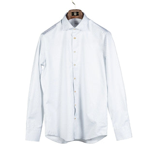 Light Blue Geometric Patterned Twill Dress Shirt - Mr.Derk