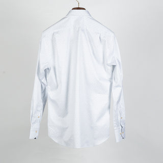 Light Blue Geometric Patterned Twill Dress Shirt - Mr.Derk