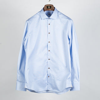 Blue & White Micro Stripped Twill Dress Shirt - Mr.Derk