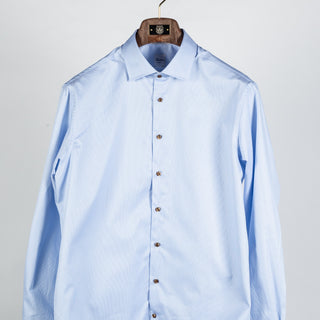 Blue & White Micro Stripped Twill Dress Shirt - Mr.Derk