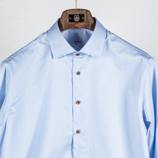 Blue & White Micro Stripped Twill Dress Shirt - Mr.Derk