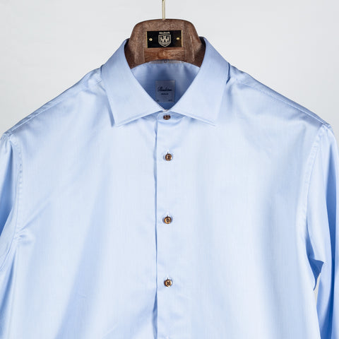 Blue & White Micro Stripped Twill Dress Shirt - Mr.Derk