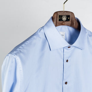Blue & White Micro Stripped Twill Dress Shirt - Mr.Derk