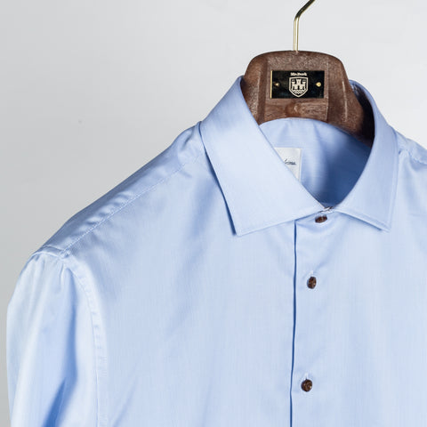 Blue & White Micro Stripped Twill Dress Shirt - Mr.Derk