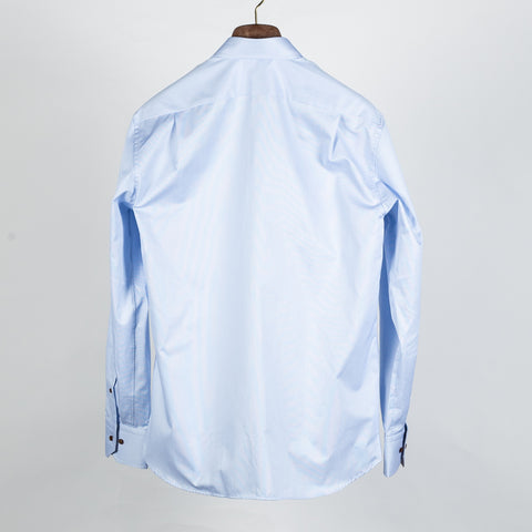 Blue & White Micro Stripped Twill Dress Shirt - Mr.Derk
