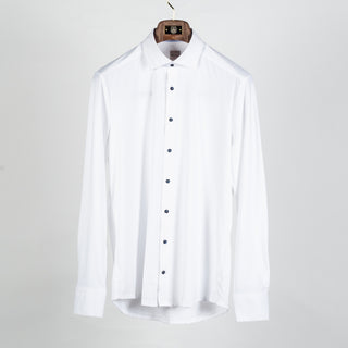 White Active Stretch Dress Shirt with Contrast - Mr.Derk