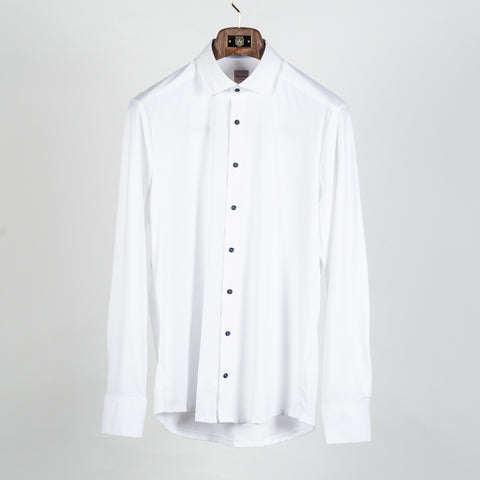 White Active Stretch Dress Shirt with Contrast - Mr.Derk
