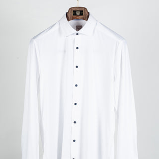 White Active Stretch Dress Shirt with Contrast - Mr.Derk