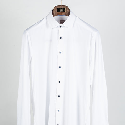 White Active Stretch Dress Shirt with Contrast - Mr.Derk