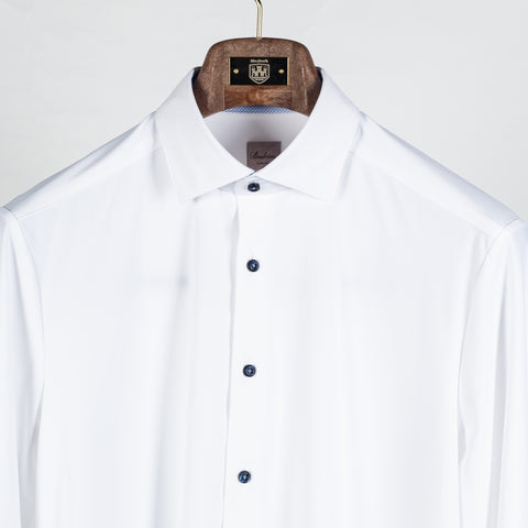 White Active Stretch Dress Shirt with Contrast - Mr.Derk