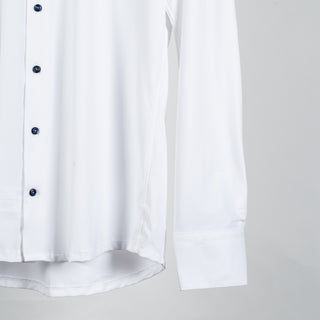 White Active Stretch Dress Shirt with Contrast - Mr.Derk