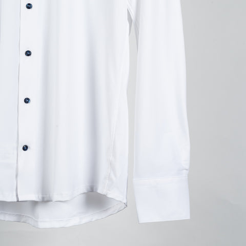 White Active Stretch Dress Shirt with Contrast - Mr.Derk