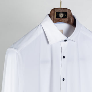 White Active Stretch Dress Shirt with Contrast - Mr.Derk