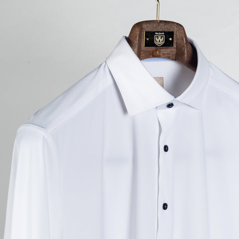White Active Stretch Dress Shirt with Contrast - Mr.Derk