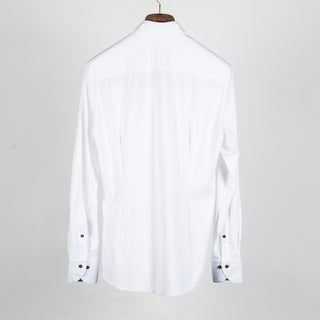 White Active Stretch Dress Shirt with Contrast - Mr.Derk