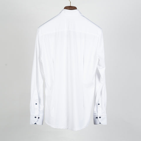 White Active Stretch Dress Shirt with Contrast - Mr.Derk