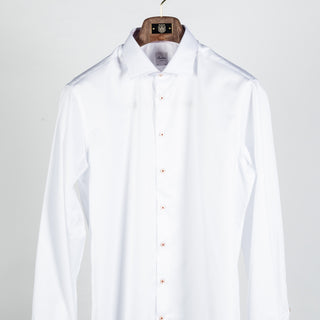 White Twill Dress Shirt with Pink Contrast - Mr.Derk