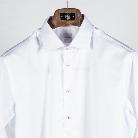 White Twill Dress Shirt with Pink Contrast - Mr.Derk