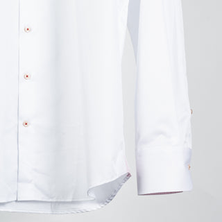 White Twill Dress Shirt with Pink Contrast - Mr.Derk