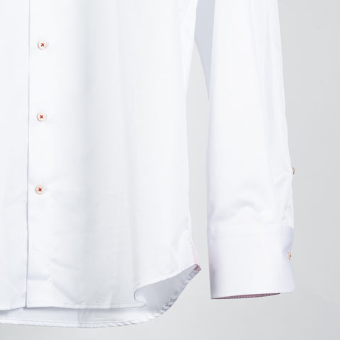 White Twill Dress Shirt with Pink Contrast - Mr.Derk
